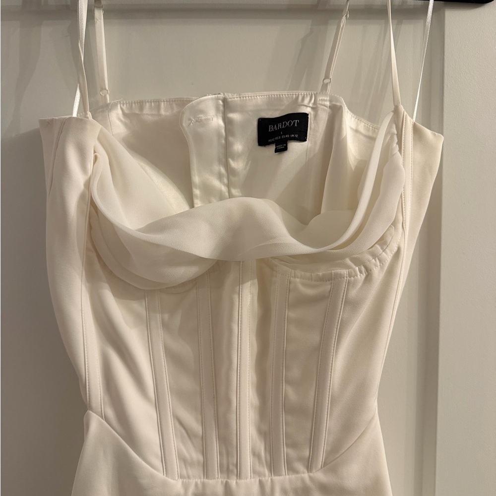 Bardot White Corset Mini Dress - Elegant Spaghetti Strap Style